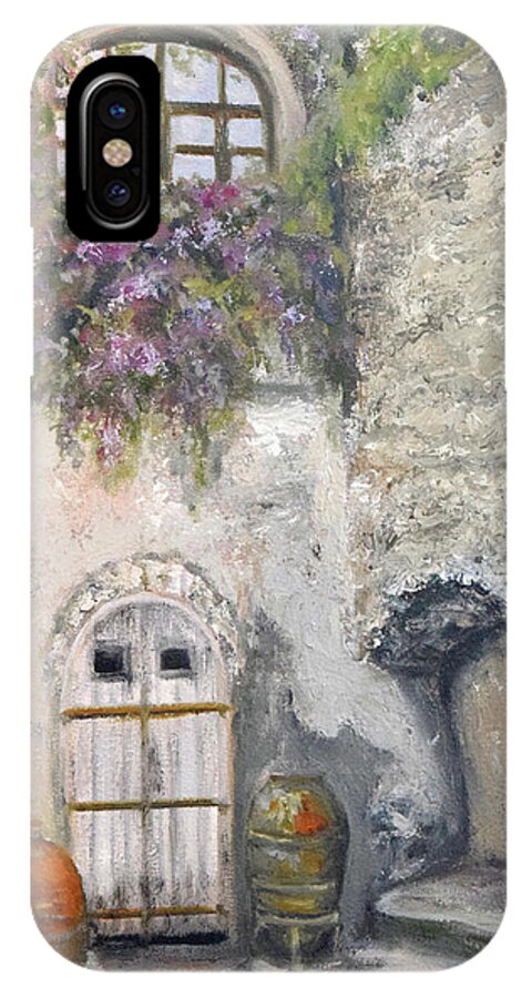 Italy iPhone X Case featuring the painting Ischia Courtyard by Sandra Nardone