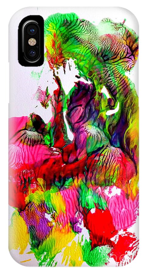 Abstract iPhone X Case featuring the painting Island Maiden by Fred Wilson