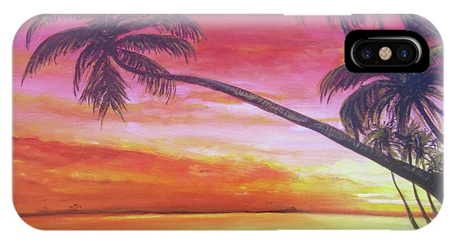 Palm iPhone X Case featuring the painting Island Sunrise by Dawn Harrell