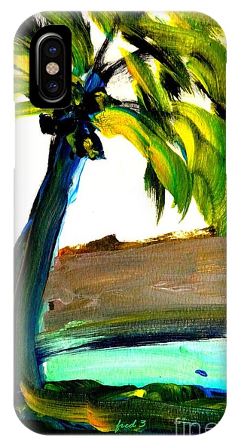 Palm Tree iPhone X Case featuring the painting Island Time signed print by Fred Wilson