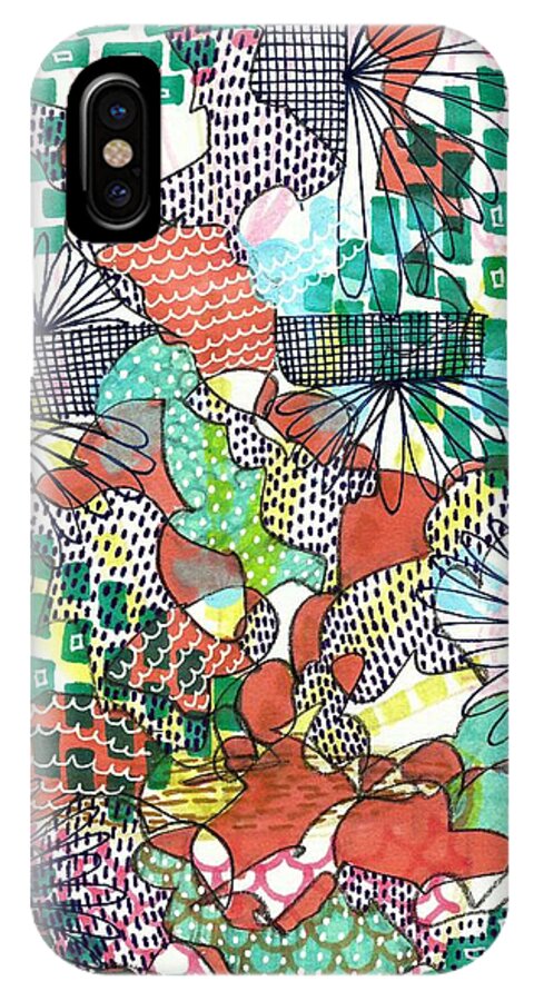Mixed Media iPhone X Case featuring the mixed media It's A Jungle Out There by Lisa Noneman