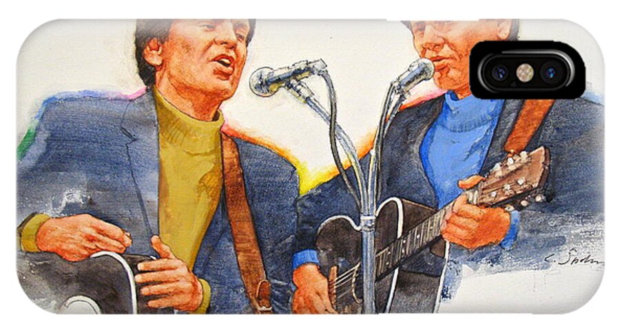 Acrylic Painting iPhone X Case featuring the painting Its Rock And Roll 4 - Everly Brothers by Cliff Spohn