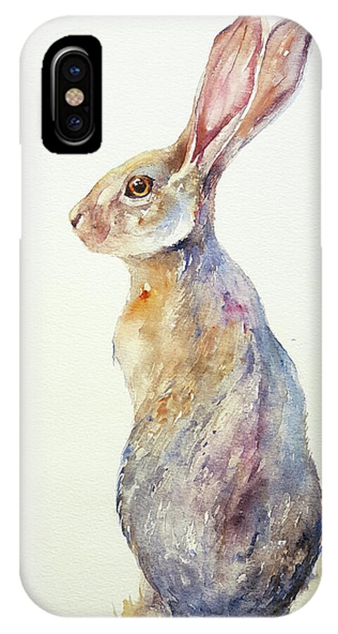 Rabbit iPhone X Case featuring the painting Jack Rabbit by Arti Chauhan