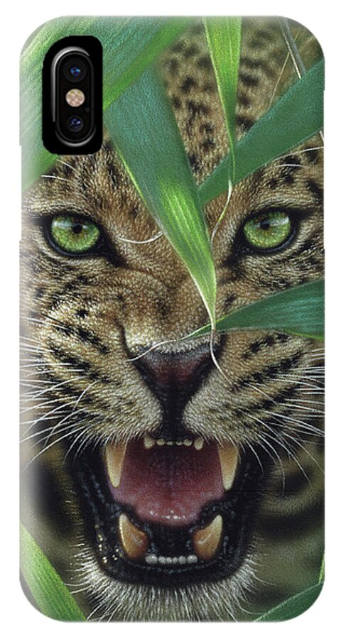 Jaguar Art iPhone X Case featuring the painting Jaguar - Ambush by Collin Bogle