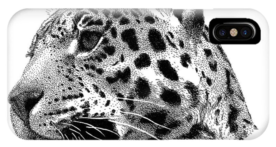 Jaguar iPhone X Case featuring the drawing Jaguar by Scott Woyak