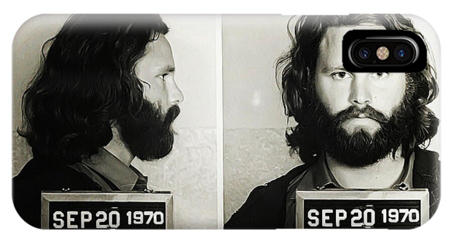 Jim Morrison Mugshot iPhone X Case featuring the photograph Jim Morrison Mugshot by Digital Reproductions