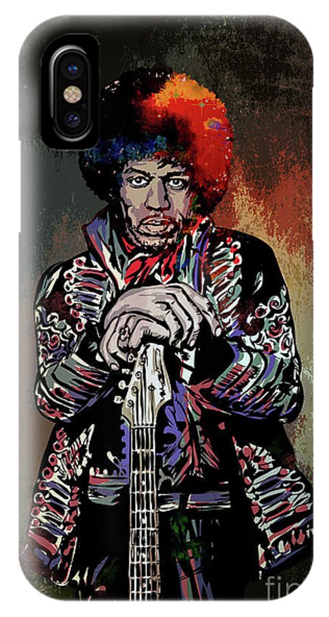 Hendrix iPhone X Case featuring the painting Jimi by Andrzej Szczerski