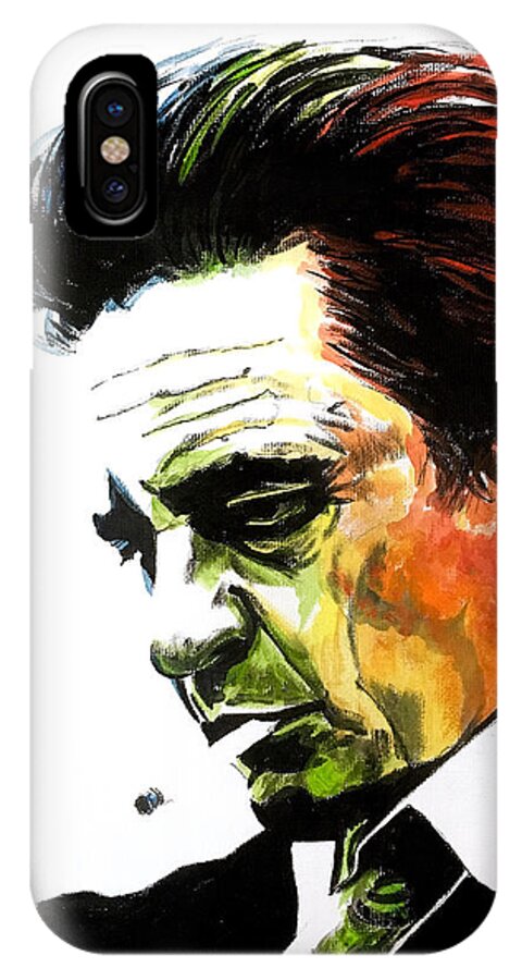 Portrait iPhone X Case featuring the painting Johnny Cash by Joel Tesch