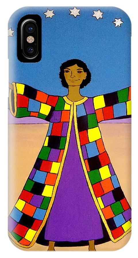 Joseph iPhone X Case featuring the painting Joseph and his Coat of Many Colours by Stephanie Moore