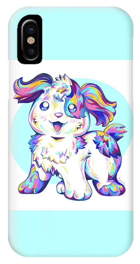 Rainbow iPhone X Case featuring the drawing Jumped through a Rainbow by Sipporah Art and Illustration