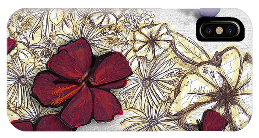 Flowers iPhone X Case featuring the mixed media Just Doodling by Amy Shaw