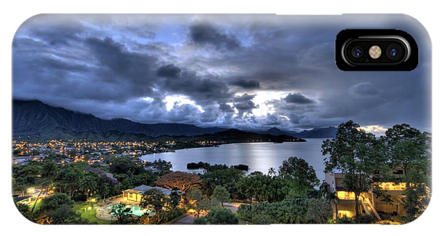 Hawaii iPhone X Case featuring the photograph Kaneohe Bay Night HDR by Dan McManus