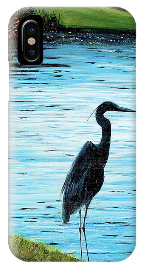 Kiawah iPhone X Case featuring the painting Kiawah Heron by Maryann Boysen