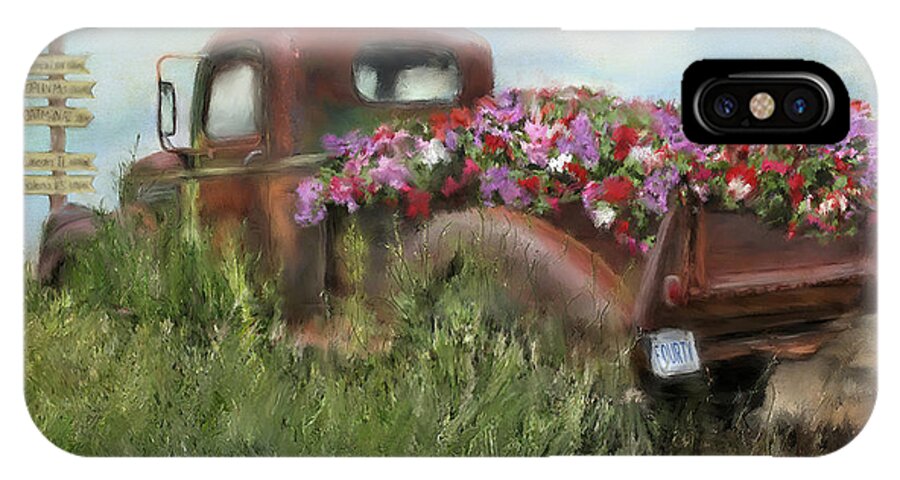 Old Trucks iPhone X Case featuring the painting Kicks on Route 66 by Colleen Taylor
