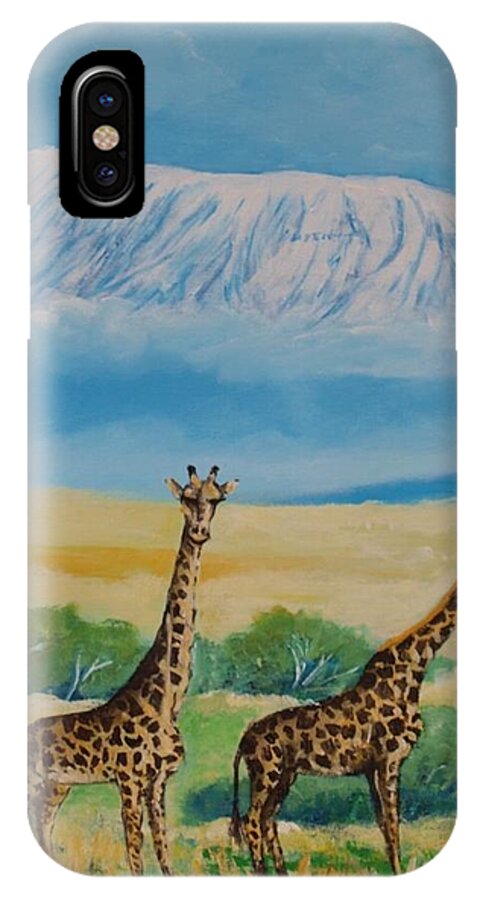 Mountain With Snow iPhone X Case featuring the painting Kilimandjaro by Jean Pierre Bergoeing