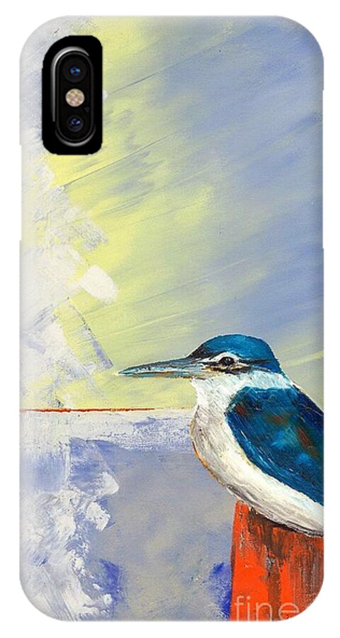 Bird iPhone X Case featuring the painting Kingfisher by Tracey Lee Cassin
