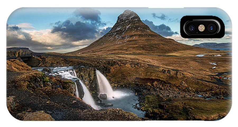 Landscape iPhone X Case featuring the photograph Kirkjufellsfoss waterfall and Kirkjufell mountain, Iceland by Pradeep Raja Prints