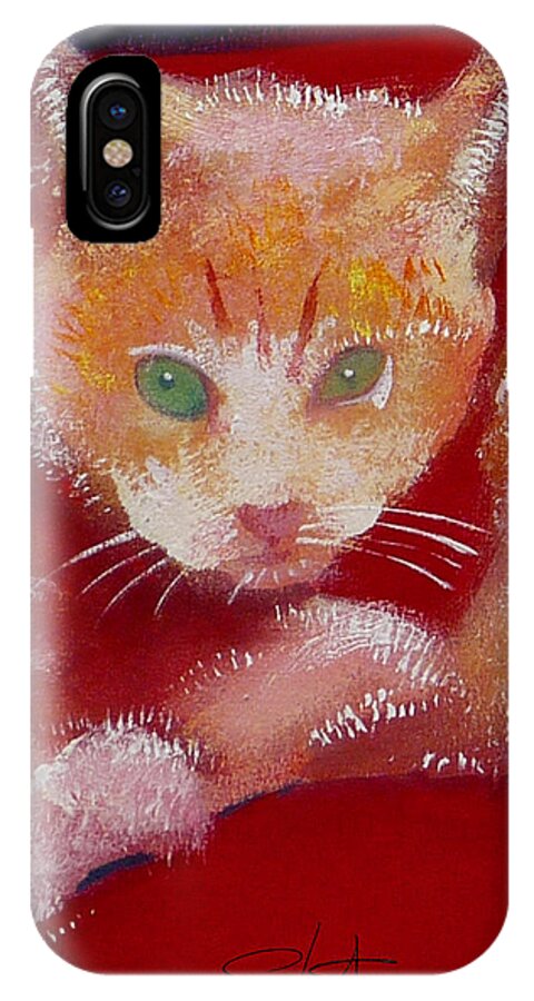 Kittens iPhone X Case featuring the painting Kitten by Charles Stuart