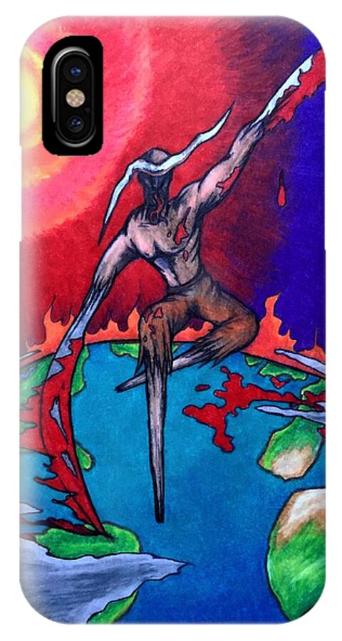 Michael Tmad Finney iPhone X Case featuring the mixed media la Grande Reaper by Michael TMAD Finney