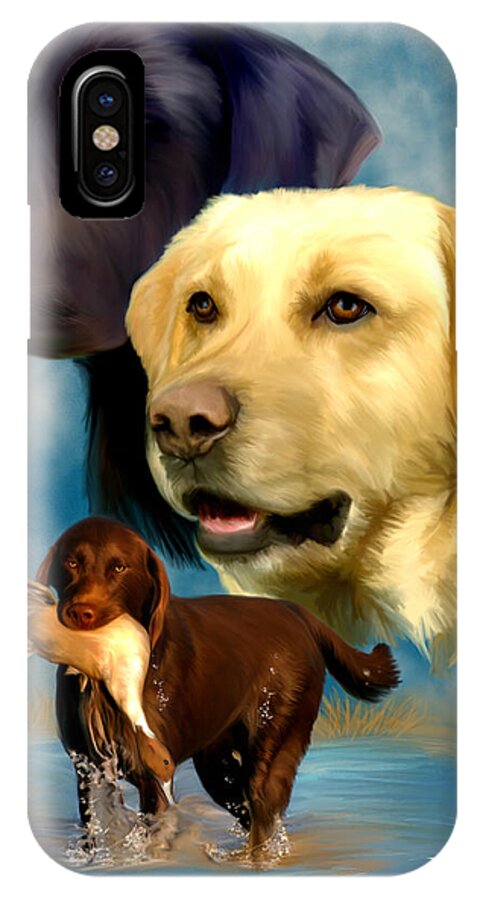Labrador Retriever iPhone X Case featuring the painting Labrador Retrievers by Becky Herrera