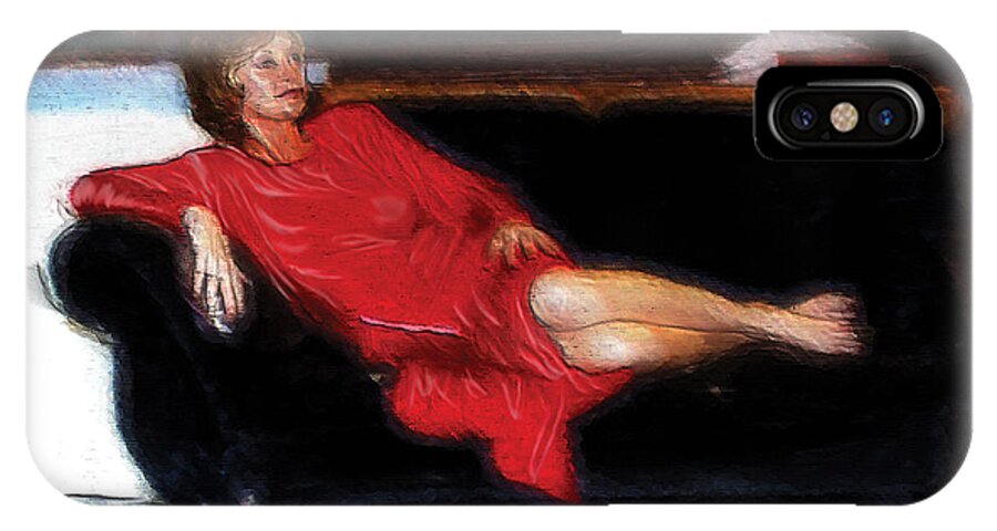 Lady iPhone X Case featuring the painting Lady in Red by Dale Turner