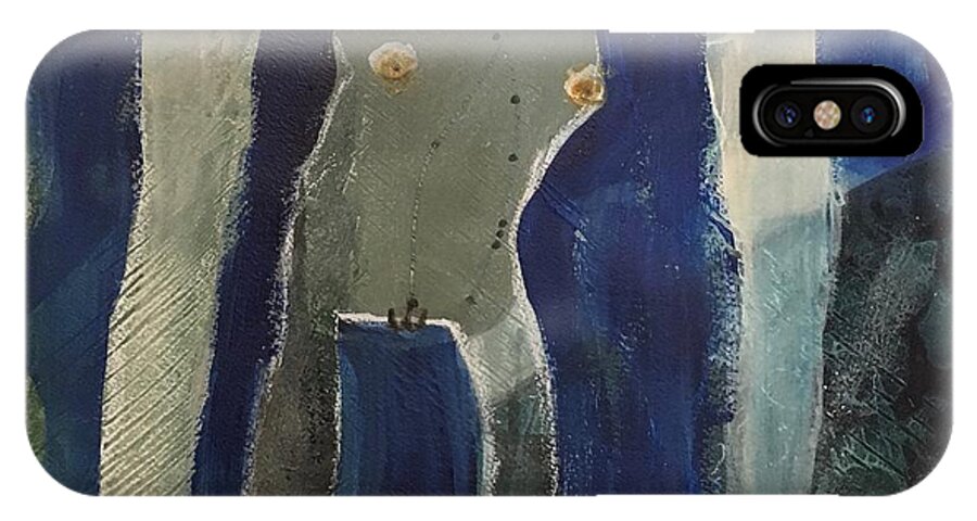 Blue iPhone X Case featuring the painting Lady Long Arms by Carole Johnson