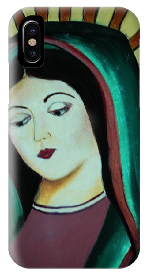 Lady Of Guadalupe iPhone X Case featuring the pastel Lady of Guadalupe by Melinda Etzold