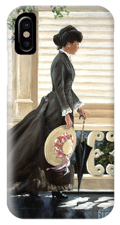 Lady iPhone X Case featuring the painting Lady on a Porch by Michael Swanson