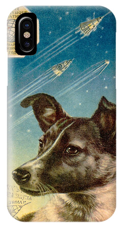 Laika iPhone X Case featuring the photograph Laika The Space Dog Postcard by Detlev Van Ravenswaay