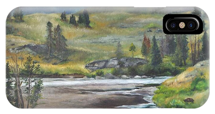 Late Summer In Yellowstone iPhone X Case featuring the painting Late Summer in Yellowstone by Lori Brackett