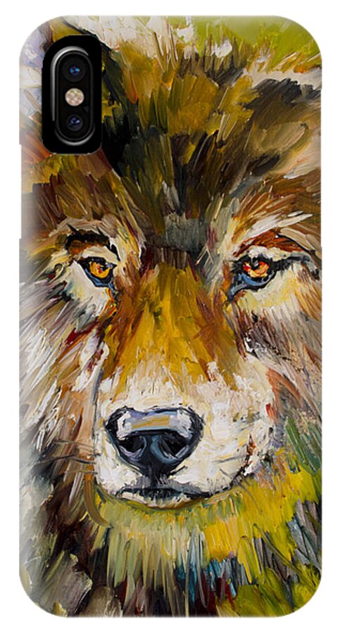 Wolf iPhone X Case featuring the painting Leader of the Pack by Diane Whitehead
