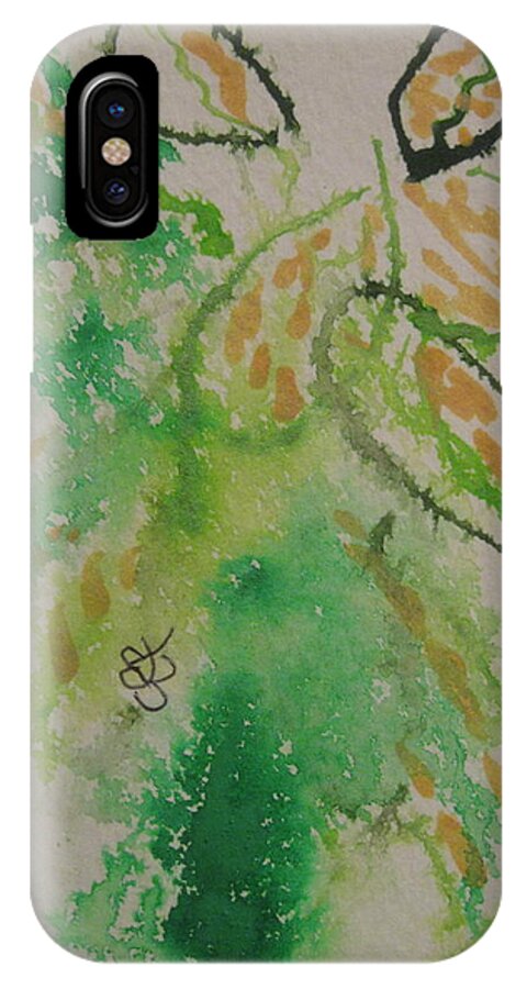 Leaves iPhone X Case featuring the drawing Leaves by AJ Brown