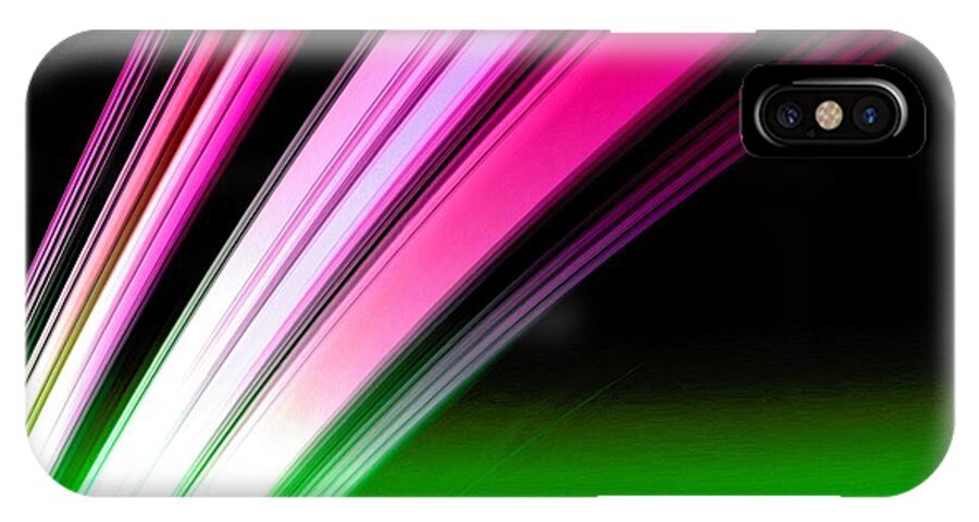 Saturn iPhone X Case featuring the painting Leaving Saturn in Hot Pink and Green by Pet Serrano