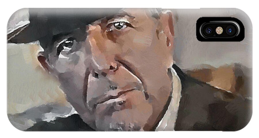 Leonard iPhone X Case featuring the digital art Leonard Cohen Tribute 4 by Yury Malkov