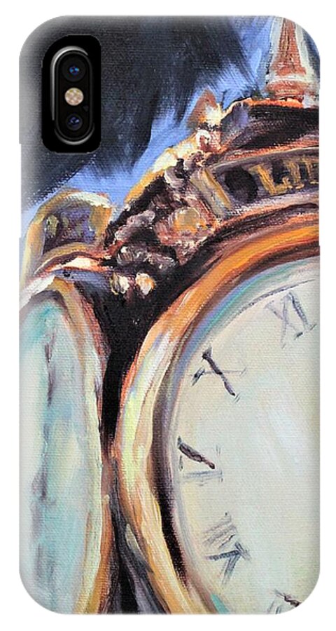 Clock iPhone X Case featuring the painting Liberty I by Kathy Lynn Goldbach