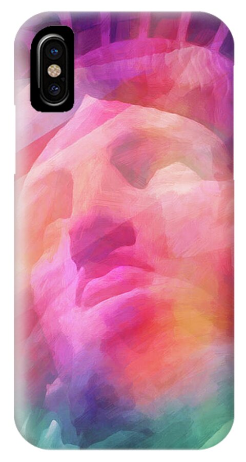 Liberty iPhone X Case featuring the painting Liberty Pop by Lutz Baar