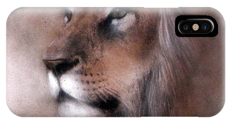 Canvas Prints iPhone X Case featuring the painting Lion King by Jackie Flaten