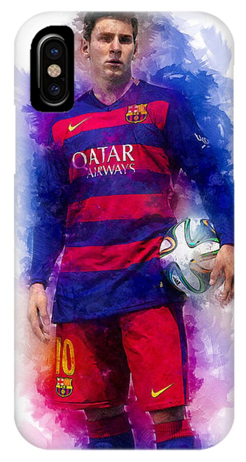 Football iPhone X Case featuring the digital art Lionel Messi by Ian Mitchell