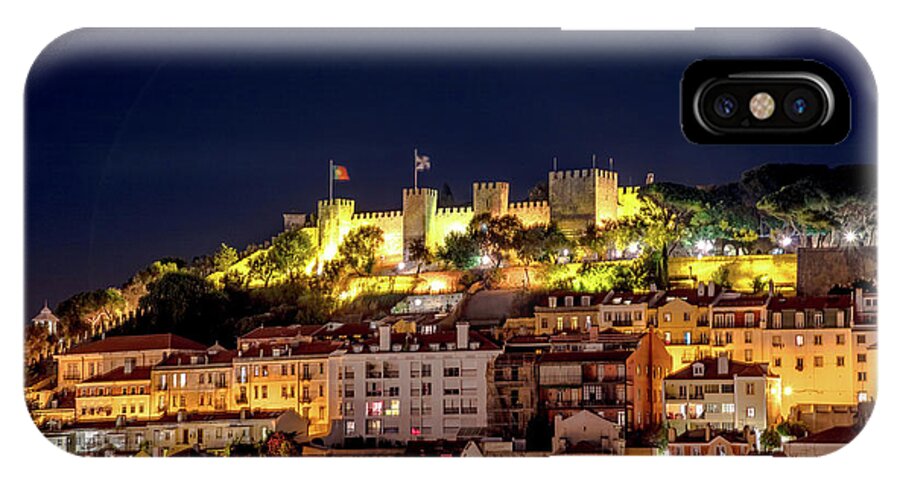 Lisbon iPhone X Case featuring the photograph Lisbon night background by Benny Marty