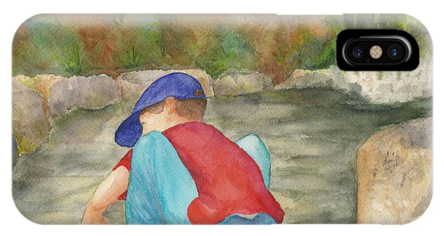 Butchard Garden iPhone X Case featuring the painting Little Boy at Japanese Garden by Vicki Housel