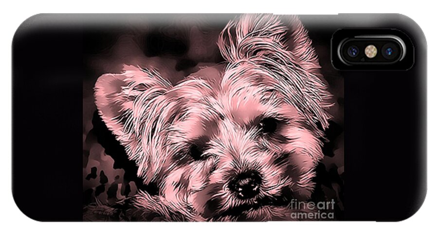 Yorkshire Terrier iPhone X Case featuring the photograph Little Powder Puff by Kathy Tarochione