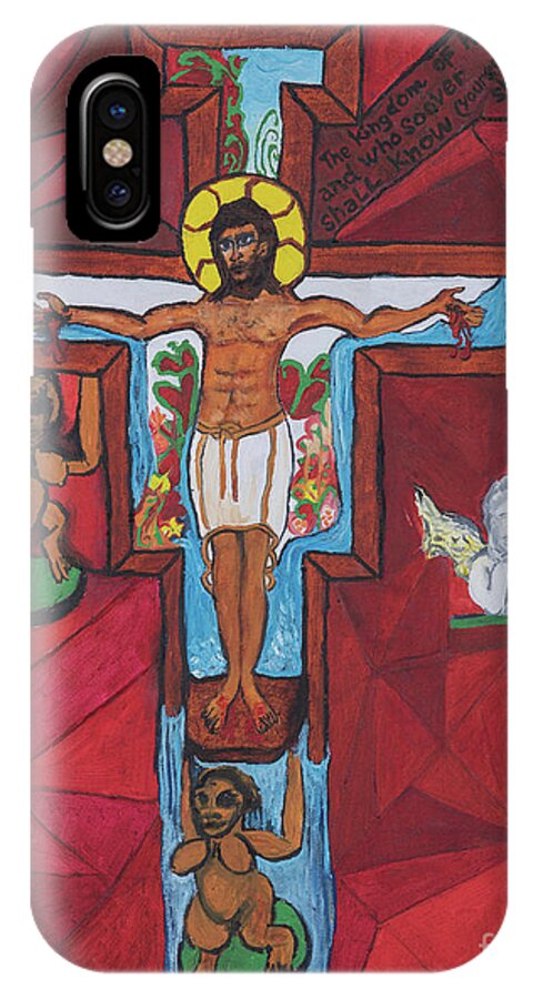 Christ iPhone X Case featuring the painting Living Christ Ascending by Dean Robinson