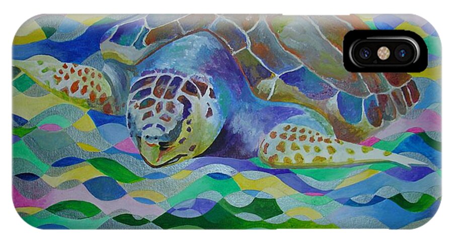 World Turtle Day iPhone X Case featuring the painting Loggerhead Turtle by Taiche Acrylic Art