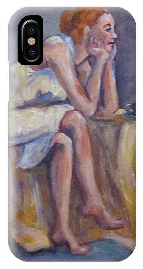 Woman iPhone X Case featuring the painting Lonely Mornings by Barbara O'Toole