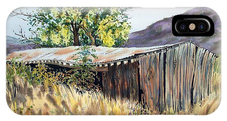 Old Barn iPhone X Case featuring the painting Long Barn by Lynne Haines