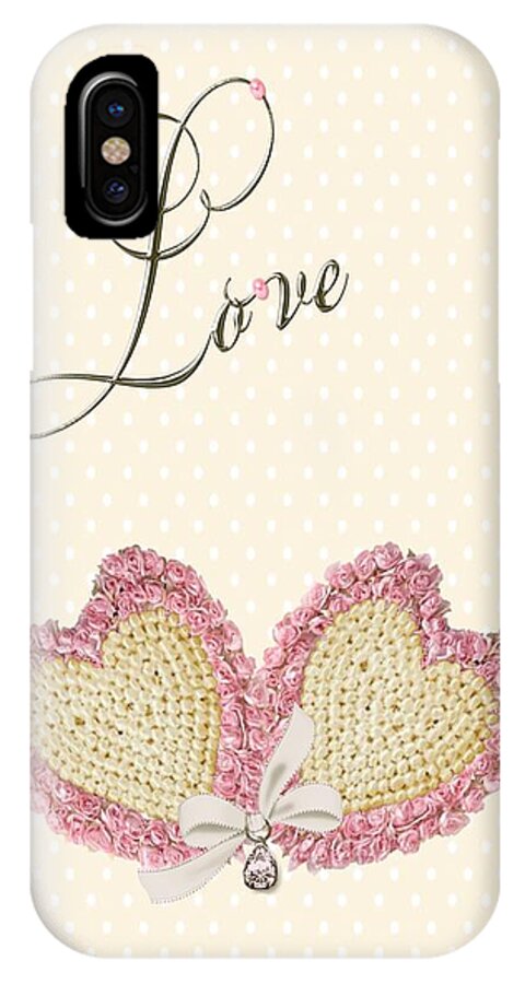 Dots iPhone X Case featuring the digital art Love Hearts by Jannina Ortiz