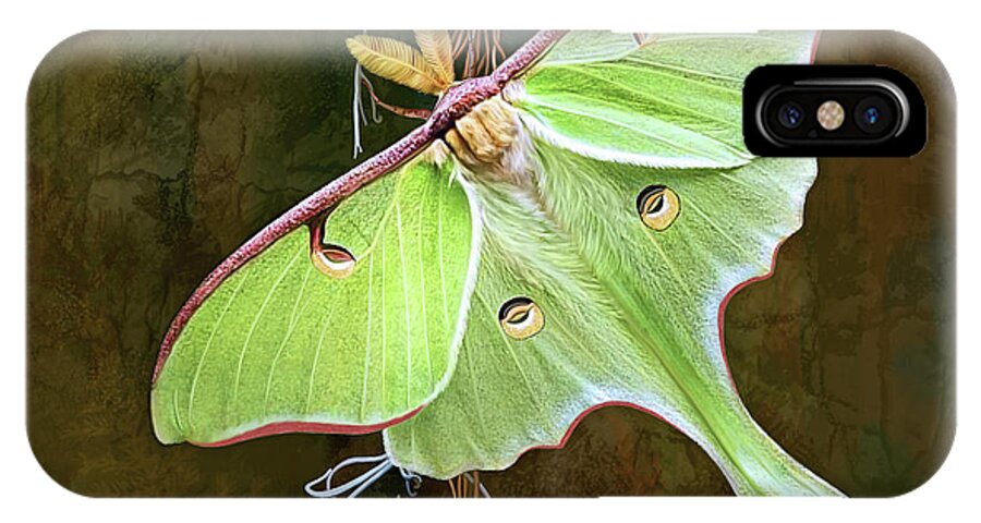 Luna Moth iPhone X Case featuring the digital art Luna Moth by Thanh Thuy Nguyen