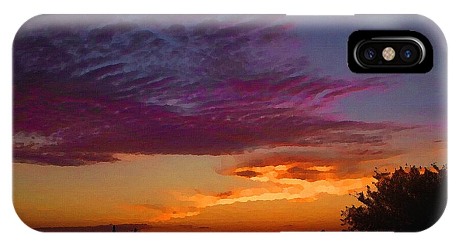 Sunrise iPhone X Case featuring the mixed media Magenta Morning Sky by Shelli Fitzpatrick