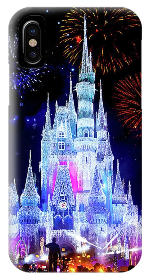 Magic Kingdom iPhone X Case featuring the photograph Magic Kingdom Fireworks by Mark Andrew Thomas