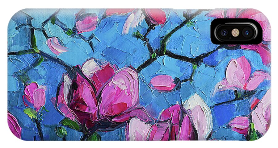 Magnolias For Ever iPhone X Case featuring the painting Magnolias For Ever by Mona Edulesco